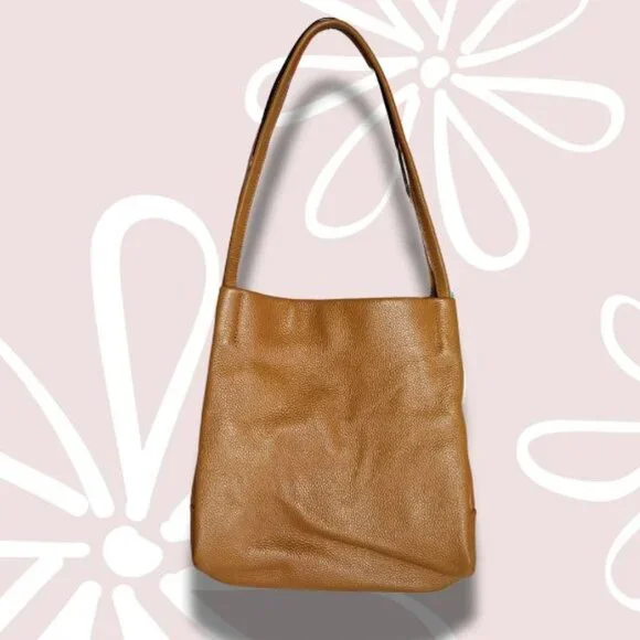 KATTEE Soft Leather Tote Bag Shoulder Bag Brown - Picture 3 of 11